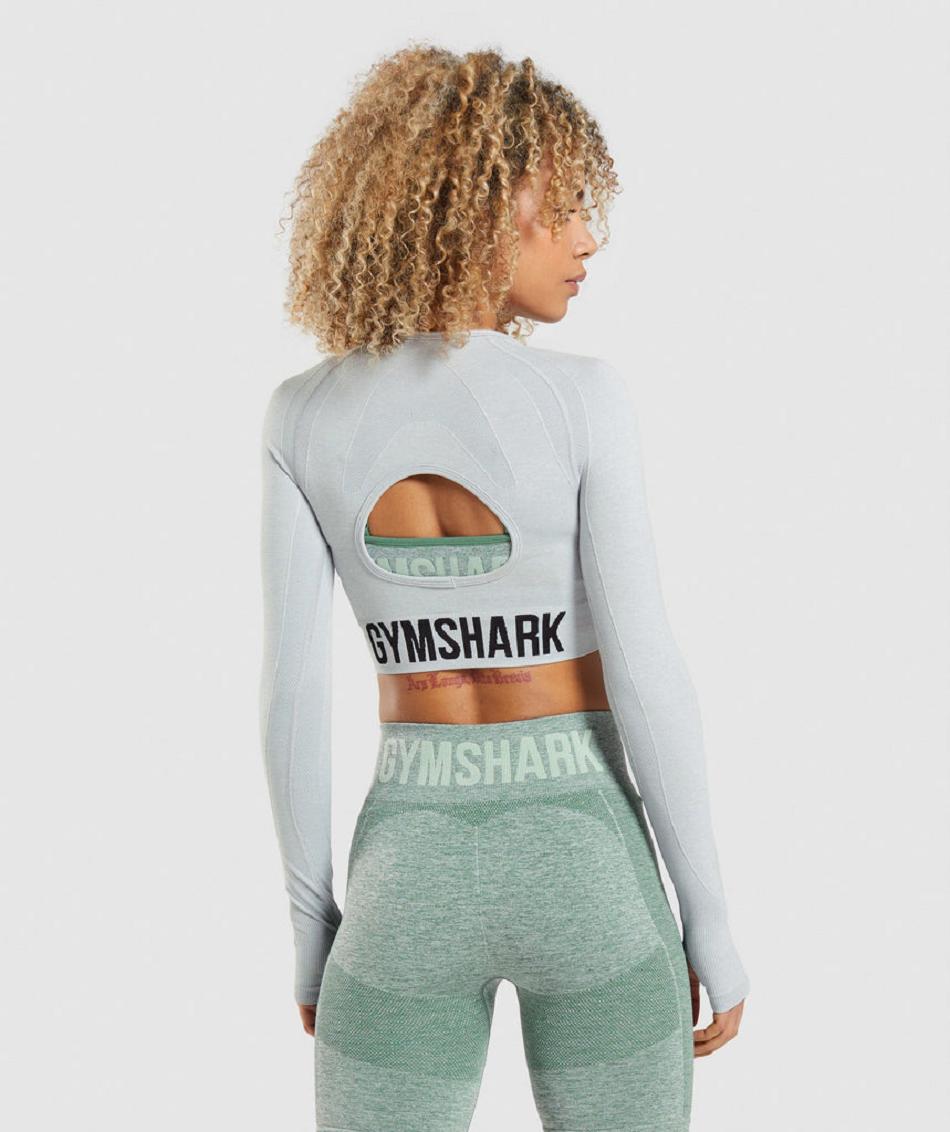 Corp Tops Gymshark Flex Sports Long Sleeve Mujer Gris Claro | CO 2562EBC